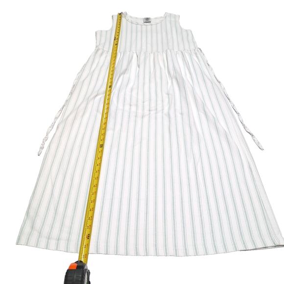 VTG CMI Maxi Dress Womens M White Green Stripes Preshrunk Cotton Cottagecore USA - Picture 13 of 14